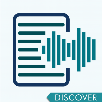 Transcripts icon with the work Dsicover in the bottom right corner